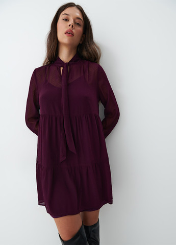 Темно-фиолетовое кэжуал платье Mohito в горошек