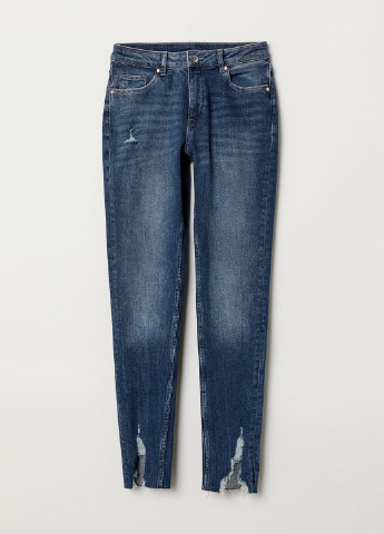 Джинси H&M однотонні темно-сині джинсові бавовна