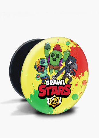 Попсокет (Popsockets) тримач для смартфону Бравл Старс (Brawl Stars) (8754-1019) Чорний MobiPrint (216748519)