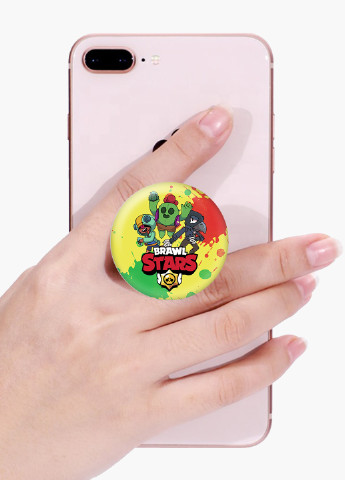 Попсокет (Popsockets) тримач для смартфону Бравл Старс (Brawl Stars) (8754-1019) Чорний MobiPrint (216748519)