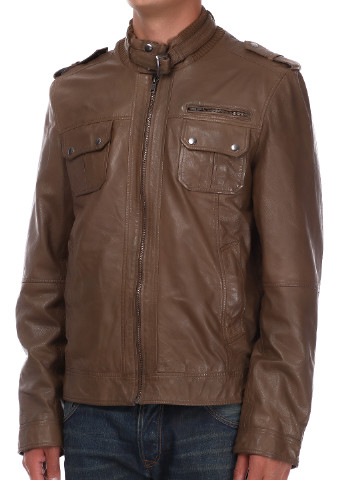 Светло-коричневая демисезонная куртка кожаная Tom Tailor