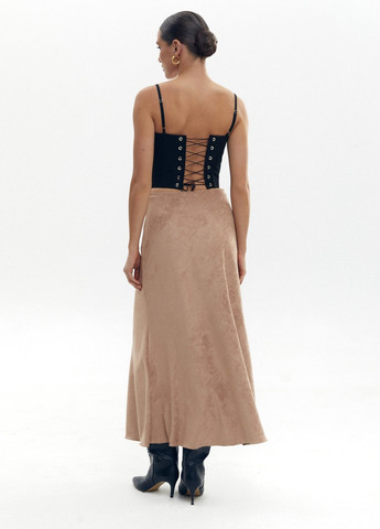 Бежевая кэжуал однотонная юбка Gepur клешированная