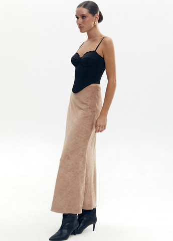 Бежевая кэжуал однотонная юбка Gepur клешированная