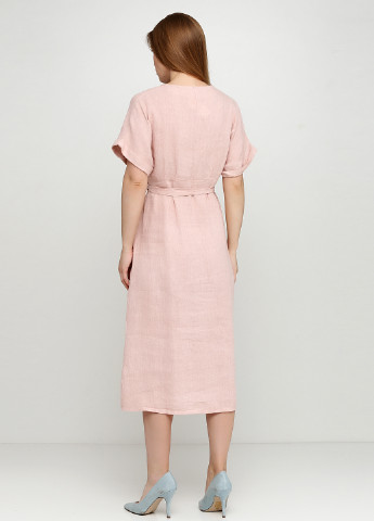 Светло-розовое кэжуал платье Puro Lino однотонное