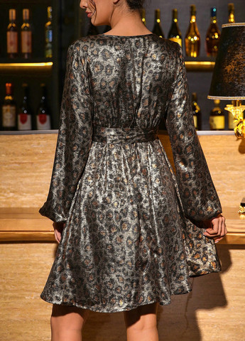 Комбінована вечірня сукня на запах SHEIN леопардовий