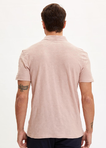 Светло-бежевая футболка-поло для мужчин DeFacto однотонная