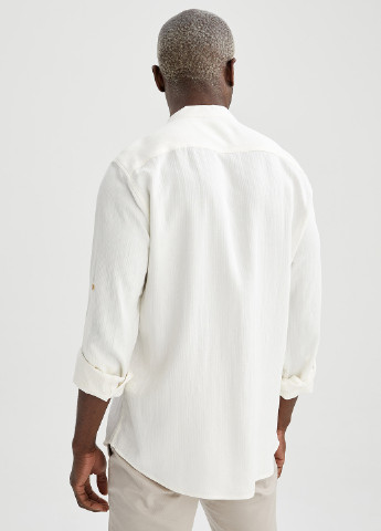 Рубашка DeFacto біла кежуал віскоза, льон