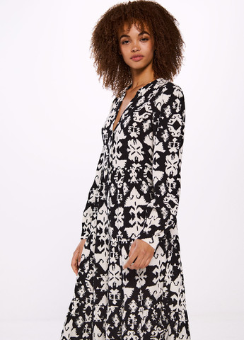 Черное кэжуал платье клеш Springfield с абстрактным узором