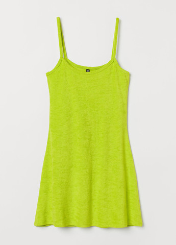 Кислотно-зеленое кэжуал платье клеш H&M однотонное
