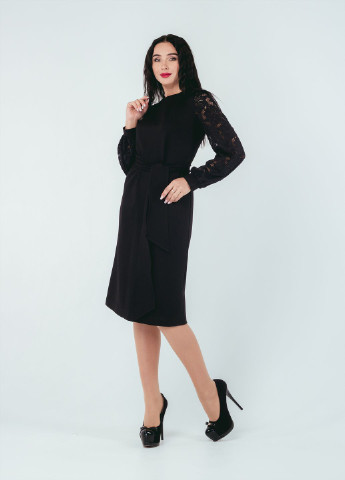 Черное кэжуал платье so-78450-blk футляр Alpama однотонное