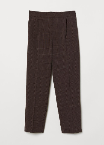 Темно-коричневые кэжуал демисезонные зауженные, укороченные брюки H&M