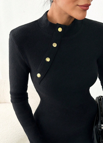 Черное кэжуал платье силуэтная SHEIN однотонное