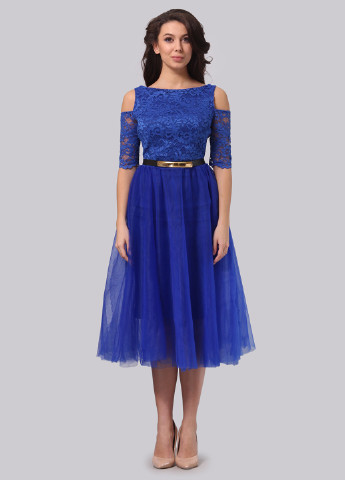 Синее коктейльное платье пачка Lila Kass