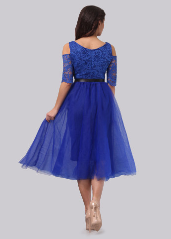 Синее коктейльное платье пачка Lila Kass
