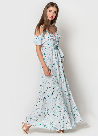 Голубое кэжуал платье TessDress с абстрактным узором