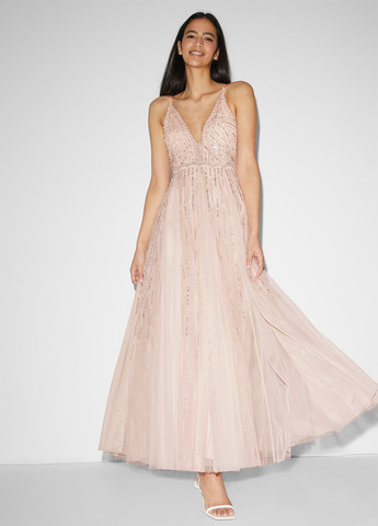 Светло-розовое вечернее платье с пышной юбкой C&A однотонное