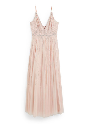 Светло-розовое вечернее платье с пышной юбкой C&A однотонное