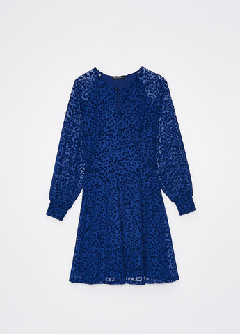 Темно-синее кэжуал платье клеш Mohito леопардовый