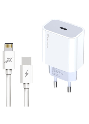 Зарядное устройство USB-C 20W PD3.0 быстрая зарядка для Apple + cable PD -> Lightning, CU, 1m Grand-X (253878139)