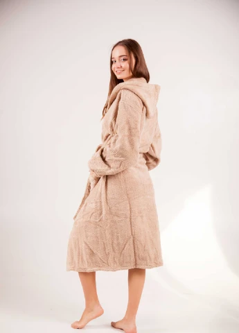 Халат махровий Bella, MicroCotton, однокольоровий, капучіно, розмір M (m) Bulgaria-Tex (251707693)