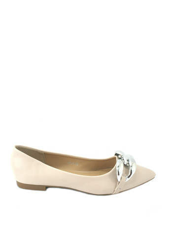 Женские балетки | бежевые однотонные цепочки искусственная кожа (322353741)