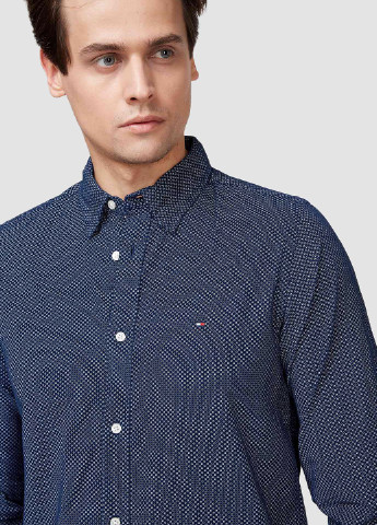Темно-синяя кэжуал рубашка с геометрическим узором Tommy Hilfiger
