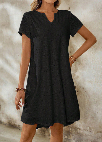 Черное кэжуал платье а-силуэт SHEIN однотонное