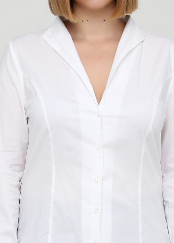 Белая кэжуал рубашка однотонная Heine