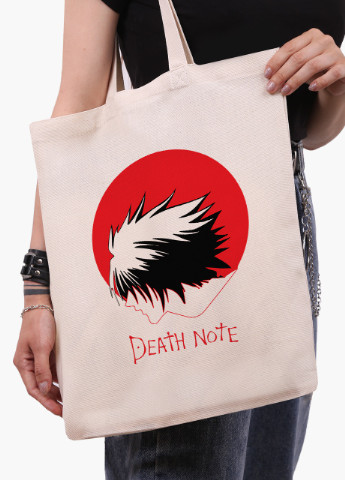 Эко сумка шоппер белая Эл Тетрадь смерти (Death Note) (9227-2653-WT-1) Еко сумка шоппер біла 41*35 см MobiPrint (215977317)