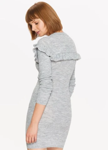 Светло-серое кэжуал платье Let's Shop однотонное