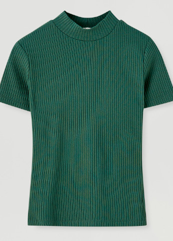 Темно-зеленая летняя футболка Pull & Bear