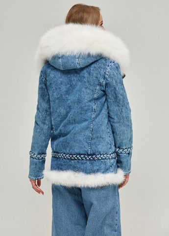 Светло-синяя зимняя куртка (мех песца) MN