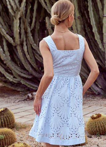Голубое кэжуал платье клеш Gepur однотонное