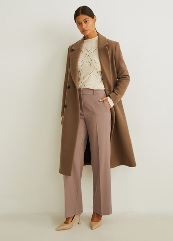 Светло-коричневые кэжуал, классические демисезонные классические брюки C&A