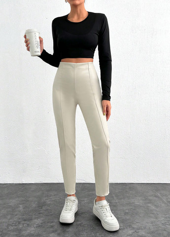 Кремовые демисезонные леггинсы SHEIN