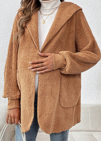 Світло-коричневе Кежуал напівпальто для вагітних SHEIN однотонне