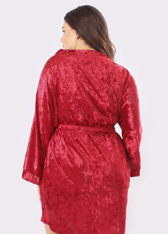 Темно-червоний демісезонний комплект (нічна сорочка, халат) Ghazel