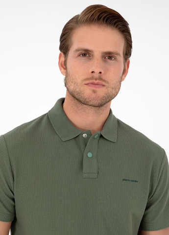 Оливковая (хаки) футболка-поло для мужчин Pierre Cardin с логотипом