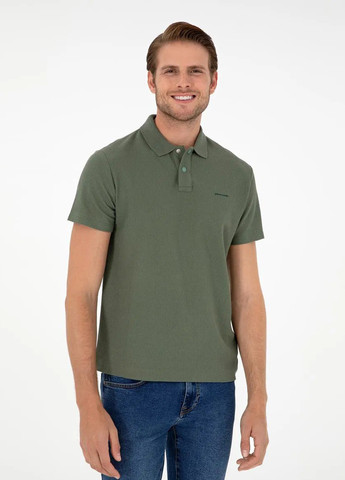 Оливковая (хаки) футболка-поло для мужчин Pierre Cardin с логотипом