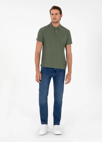 Оливковая (хаки) футболка-поло для мужчин Pierre Cardin с логотипом