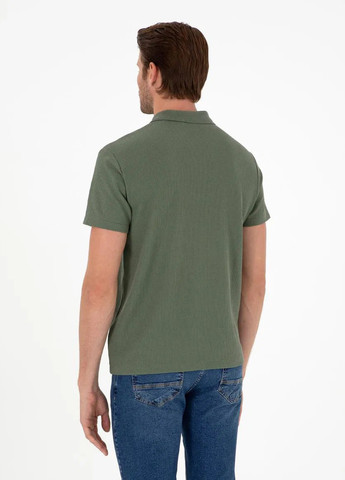Оливковая (хаки) футболка-поло для мужчин Pierre Cardin с логотипом