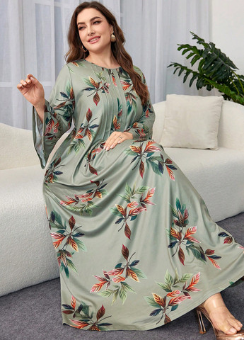 Комбинированное кэжуал платье клеш SHEIN с цветочным принтом