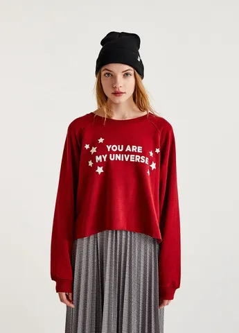 Червоний світшоти Pull & Bear напис без декору (245771364)