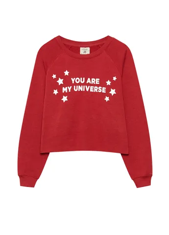 Червоний світшоти Pull & Bear напис без декору (245771364)