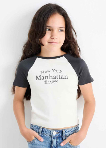 Белая летняя футболка (3 шт.) C&A