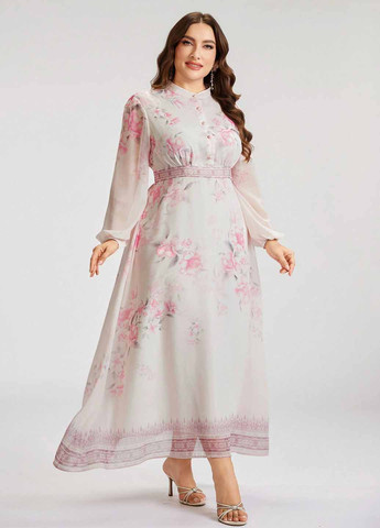 Блідо-рожева святковий сукня кльош SHEIN з квітковим принтом