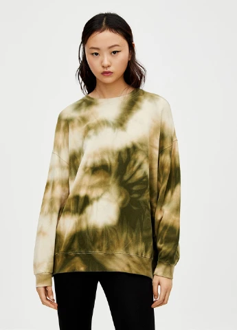 Комбинированный свитшот Pull & Bear тай-дай без декора (245771367)