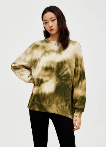 Комбинированный свитшот Pull & Bear тай-дай без декора (245771367)