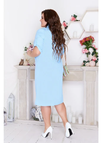 Голубое кэжуал платье 166-3 64 голубое N.N.C.Fashion однотонное