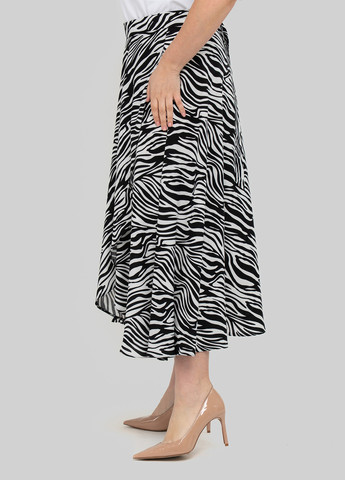 Черно-белая кэжуал зебра юбка A'll Posa клешированная, на запах